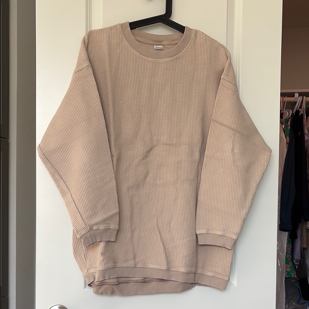 Aerie Tan Crew Neck Sweater Relaxed Fit